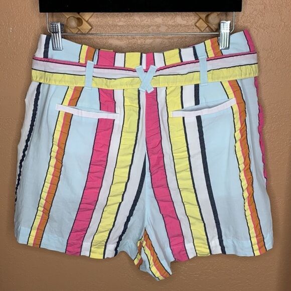 J. Crew Paper Bag Seersucker Stripe Ribbon Shorts Size 10 - Picture 3 of 14
